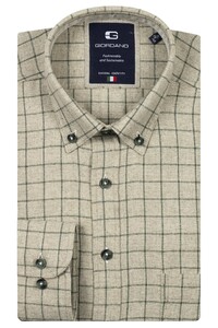 Giordano Brando Flanel Check Wooltouch Mélange Overhemd Groen