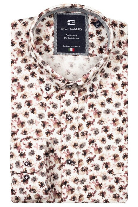 Giordano Brando Flower Pattern Soft Brushed Twill Overhemd Deep Mauve