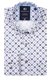 Giordano Brando Poplin Diagonal Squares Graphic Shirt Navy