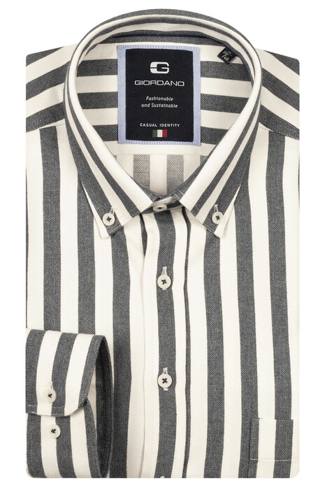 Giordano Brando Soft Brushed Satin Stripe Button-Down Shirt Navy