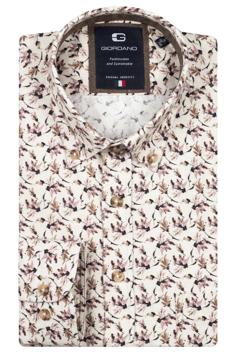 Giordano Brando Soft Brushed Twill Leaf Pattern Overhemd Rood