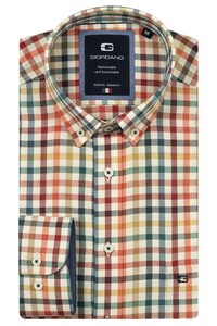 Giordano Brando Soft Cotton Wool Multicolor Check Overhemd Soft Coral-Multi