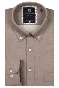 Giordano Brando Soft Dobby Flanel Button-Down Overhemd Donker Bruin