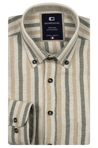 Giordano Brando Soft Mélange Flannel Stripe Herringbone Shirt Green