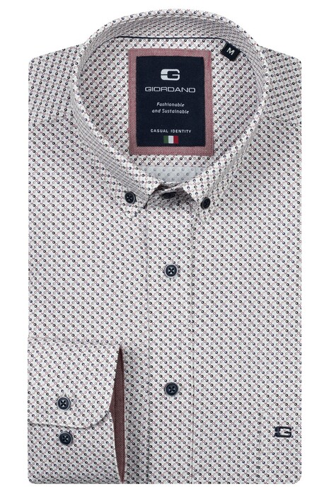 Giordano Brando Soft Twill Fantasy Dots Pattern Shirt Deep Mauve-Multi