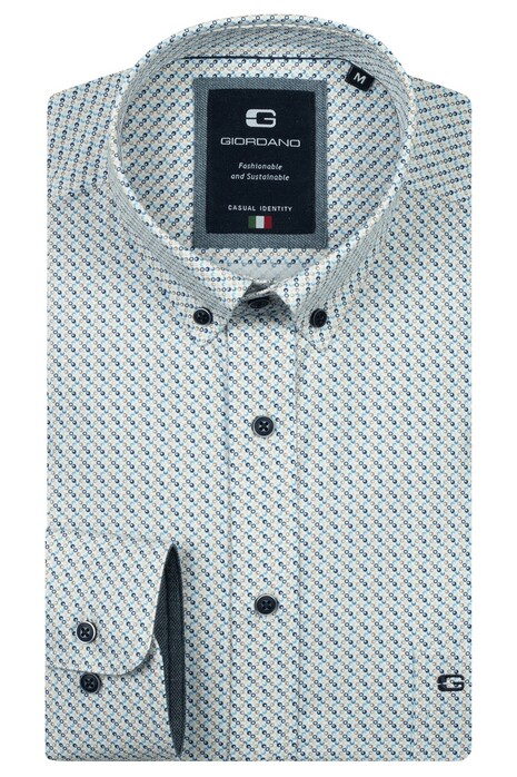 Giordano Brando Soft Twill Fantasy Dots Pattern Shirt Navy-Multi