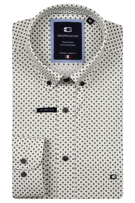 Giordano Brando Soft Twill Small Geometric Pattern Overhemd Groen