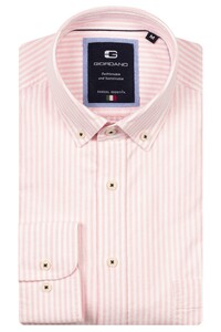 Giordano Brando Soft Washed Oxford Gingham Stripe Button-Down Shirt Pink