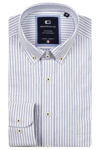 Giordano Brando Soft Washed Oxford Gingham Stripe Button-Down Shirt Sky Blue