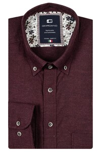 Giordano Brando Two-Tone Brushed Twill Button-Down Overhemd Donker Rood