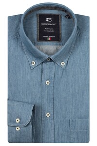 Giordano Brando Washed Denim Look Twill Button-Down Shirt Soft Blue