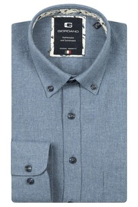 Giordano Brando Wooltouch Melange Flanel Twill Overhemd Faded Denim