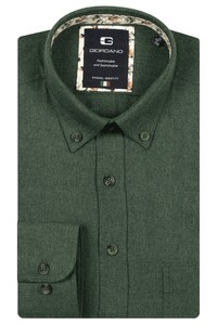 Giordano Brando Wooltouch Melange Flanel Twill Overhemd Groen