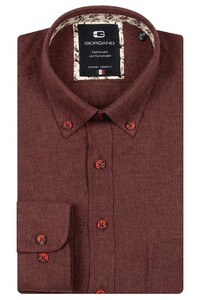 Giordano Brando Wooltouch Melange Flanel Twill Overhemd Rood