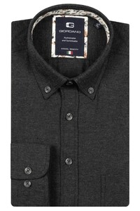 Giordano Brando Wooltouch Melange Flanel Twill Overhemd Zwart