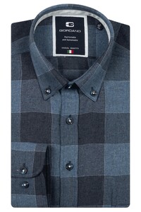 Giordano Brando Wooltouch Melange Flannel Check Shirt Navy