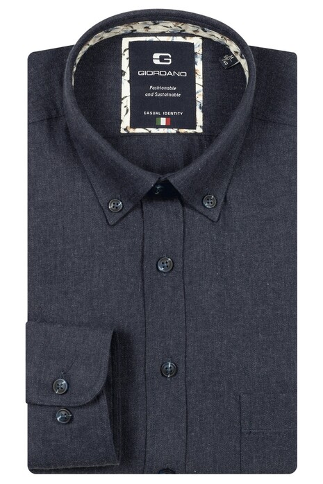 Giordano Brando Wooltouch Melange Flannel Twill Shirt Navy