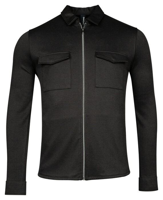 Giordano Carissio Full Zip Knitted Plain Twill Overshirt Dark Navy
