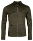 Giordano Carissio Full Zip Knitted Plain Twill Overshirt Olijf Groen