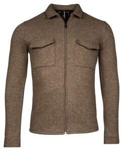 Giordano Carissio Full Zip Knitted Wool Doubleface Overshirt Dark Brown Melange