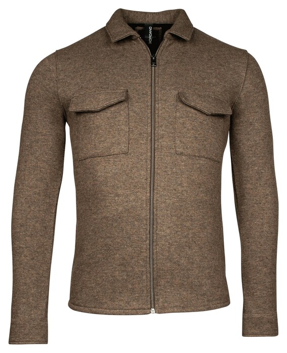 Giordano Carissio Full Zip Knitted Wool Doubleface Overshirt Donker Bruin