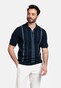 Giordano Enzo Knitted Melange Vertical Stripe Zip Collar Poloshirt Navy