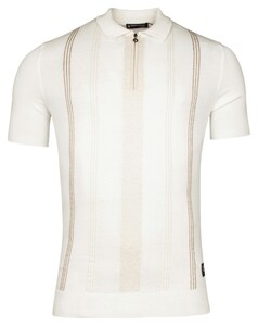 Giordano Enzo Knitted Melange Vertical Stripe Zip Collar Poloshirt Sand
