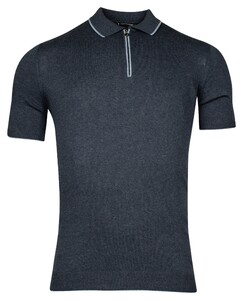 Giordano Enzo Knitted Melange Zip Collar Poloshirt Navy