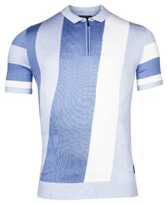 Giordano Enzo Knitted Vertical Diagonal Stripe Zip Polo Navy