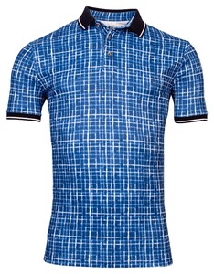 Giordano Fantasy Check Fabio Tech Piqué Polo Navy-Wit