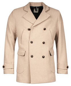 Giordano Fernando Double Breasted Brushed Twill Recycled Wool Blend Coat Brown