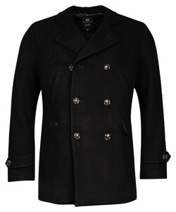 Giordano Fernando Double Breasted Brushed Twill Recycled Wool Blend Coat Navy
