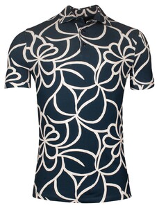 Giordano Formentini Cotton Stretch Organic Pattern Piqué Polo Navy