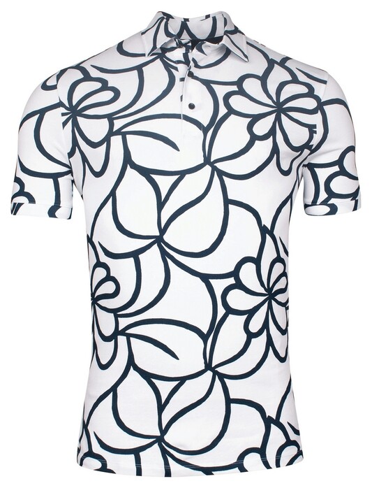 Giordano Formentini Cotton Stretch Organic Pattern Piqué Polo Wit