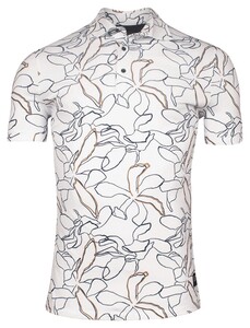 Giordano Formentini Floral Pattern Subtle Stretch Piqué Polo Wit
