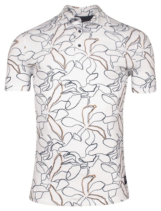Giordano Formentini Floral Pattern Subtle Stretch Piqué Polo Wit