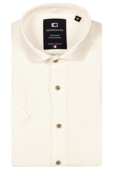 Giordano Front Cutaway Doubleface Waffle Texture Overhemd Wit