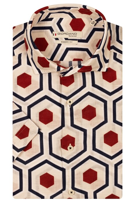 Giordano Front Cutaway Graphic Pattern Overhemd Rood-Navy