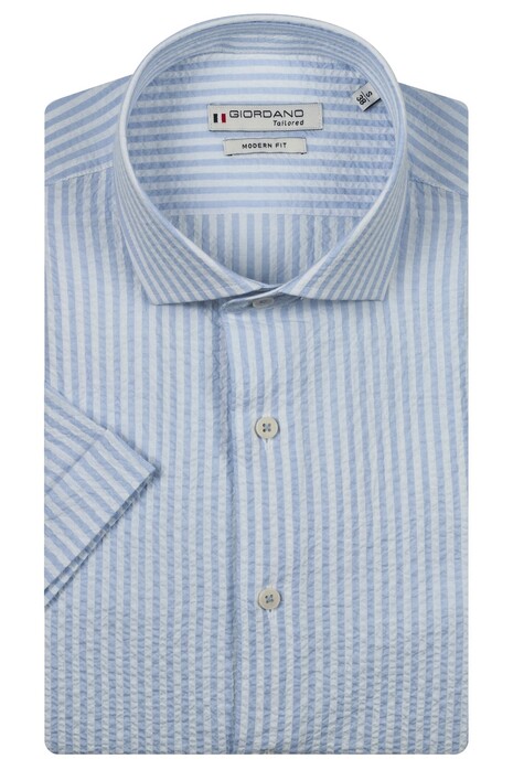 Giordano Front Cutaway Seersucker Stripe Overhemd Navy