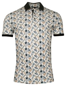 Giordano Genardi Fantasy Allover Leaves Pattern Piqué Polo Navy-Multi