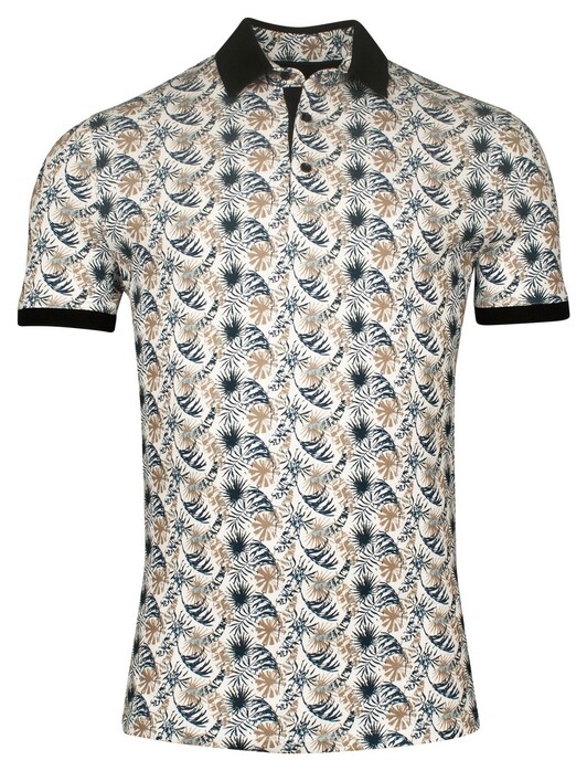 Giordano Genardi Fantasy Allover Leaves Pattern Piqué Poloshirt Navy-Multi