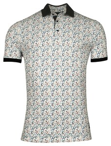 Giordano Genardi Subtle Stretch Graphic Squares Pattern Piqué Polo Rood-Multi