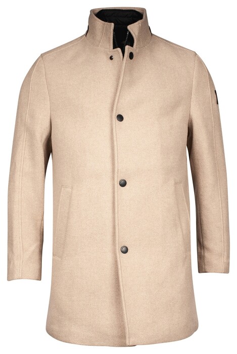 Giordano Ilyano Long Coat With Insert Brushed Twill Recycled Wool Blend Jas Bruin