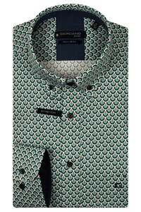 Giordano Ivy Abstract Half Circles Wave Satin Stretch Overhemd Pastel Blauw