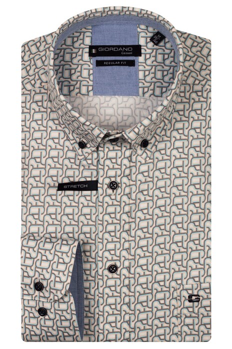 Giordano Ivy Abstract Line Pattern Button Down Overhemd Oranje-Multi