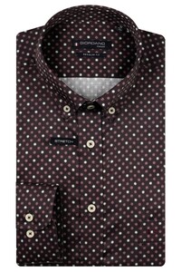 Giordano Ivy Abstract Mini Floral Graphic Satin Stretch Button-Down Overhemd Deep Mauve-Multi