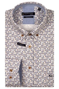 Giordano Ivy Allover Dot Pattern Satin Stretch Button Down Overhemd Navy-Multi