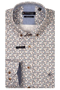 Giordano Ivy Allover Dot Pattern Satin Stretch Button Down Overhemd Oranje-Multi