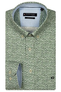 Giordano Ivy Allover Mini Leaves Satin Stretch Shirt Apple Green
