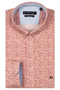 Giordano Ivy Allover Mini Leaves Satin Stretch Shirt Red